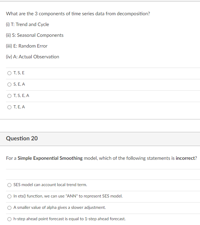 Solved What are the 3 components of time series data from | Chegg.com