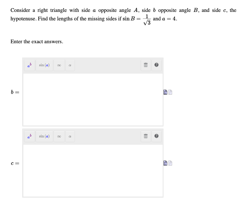 Solved Consider a right triangle with side a opposite angle