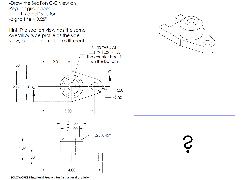 Solved Draw the Section C-C view on Regular grid paper. -It | Chegg.com