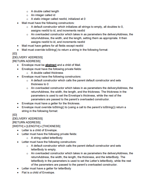 Solved A double called length An integer called id A