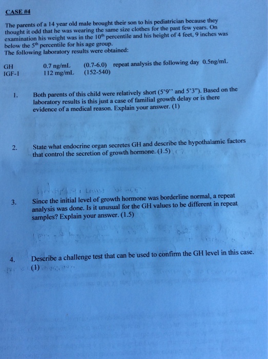 Solved CASE #4 The Parents Of A 14 Year Old Male Brought | Chegg.com