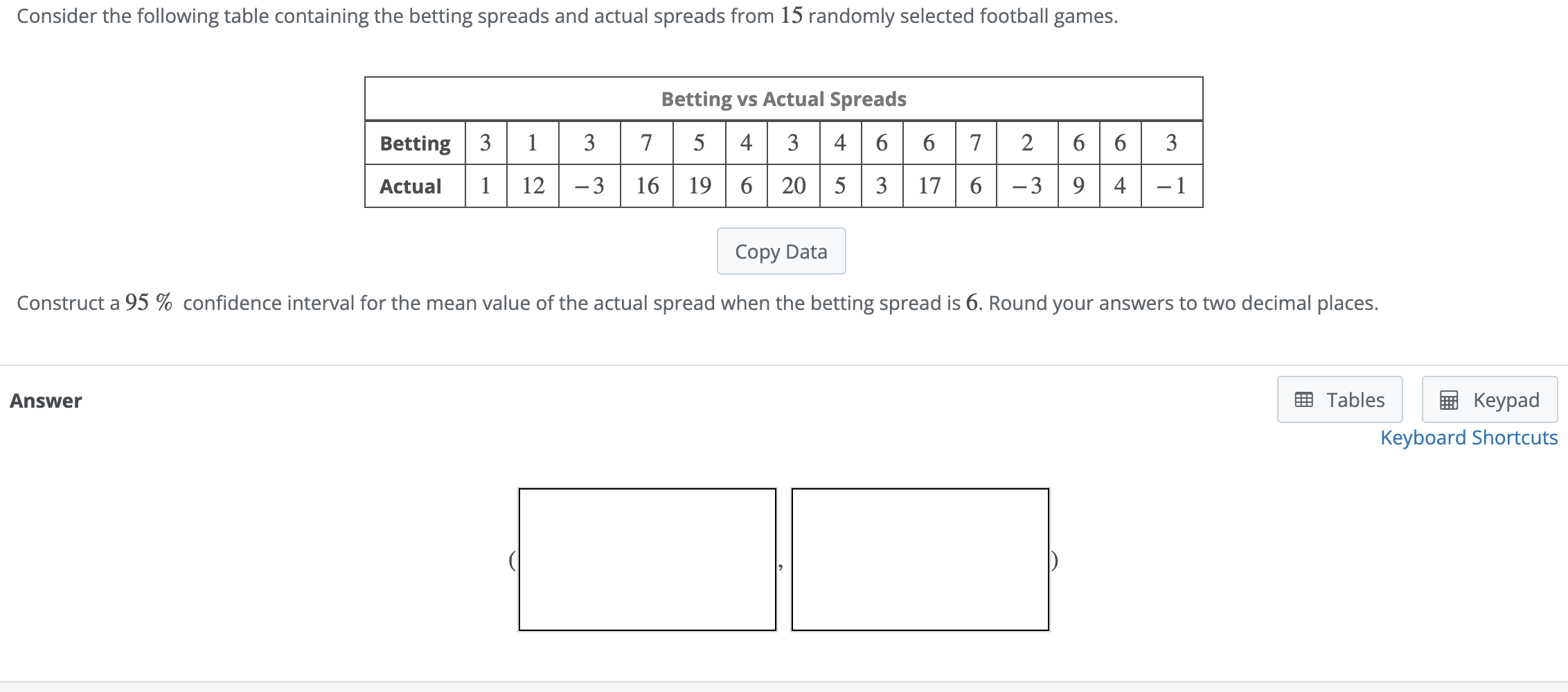 Solved Consider the following table containing the betting
