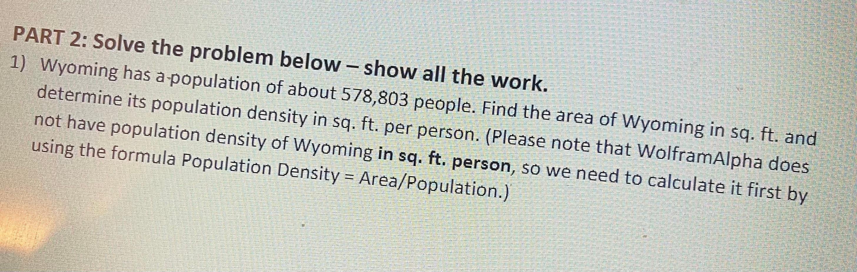 Solved PART 2: Solve the problem below - show all the work. | Chegg.com