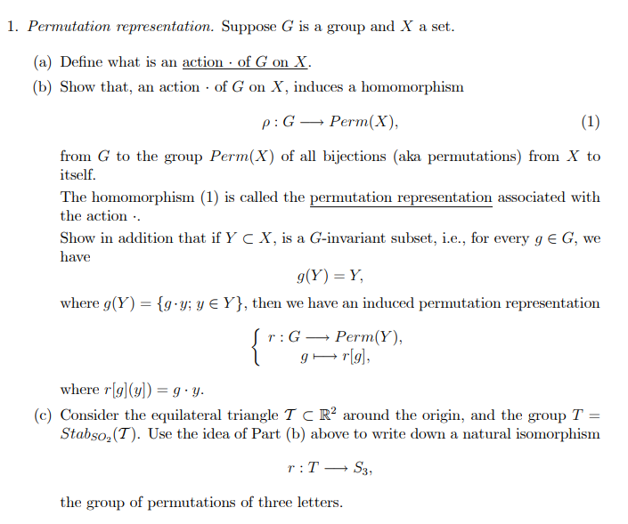 Solved 1 Permutation Representation Suppose G Is A Grou Chegg Com