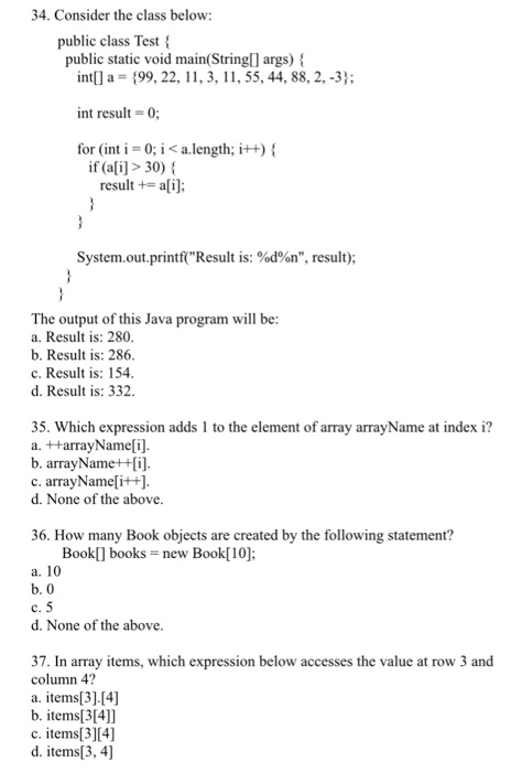 Solved 34. Consider the class below: public class Test | Chegg.com