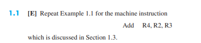 .1 [E] Repeat Example 1.1 for the machine instruction | Chegg.com