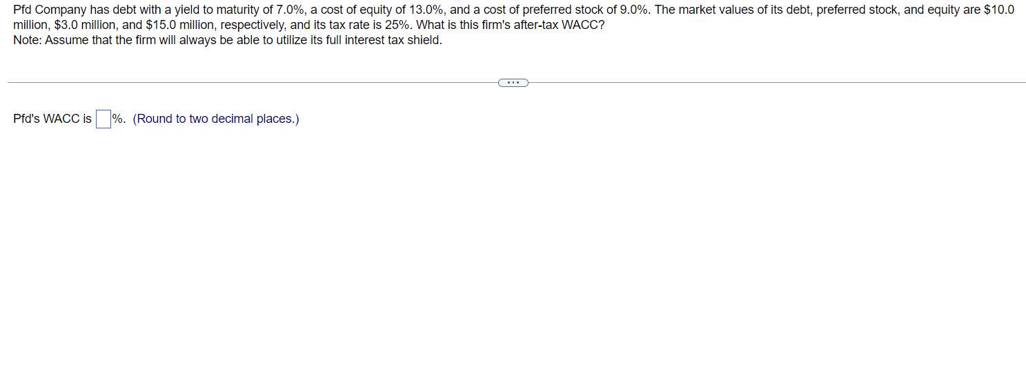 Solved Pfd Company has debt with a yield to maturity of | Chegg.com