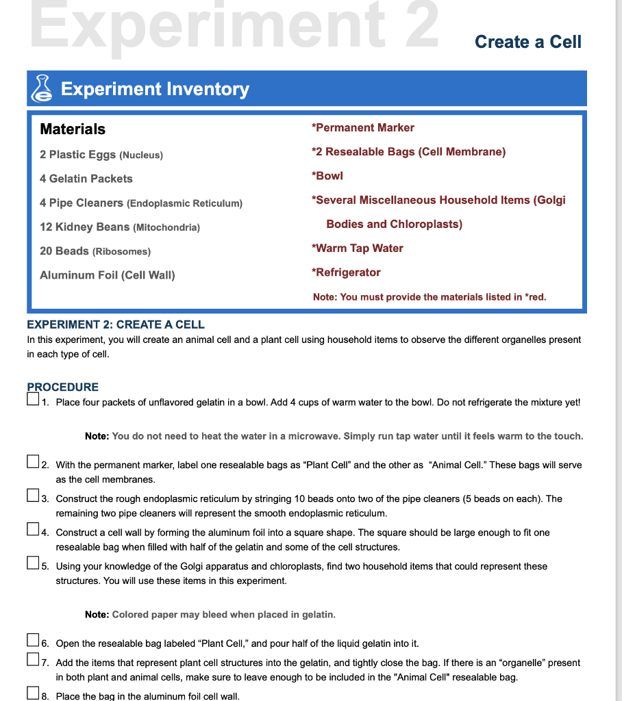 Experiment 2 Create a | Chegg.com