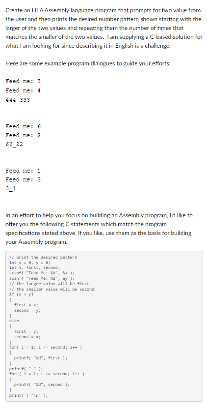 the user and then prints the desired number pattern | Chegg.com