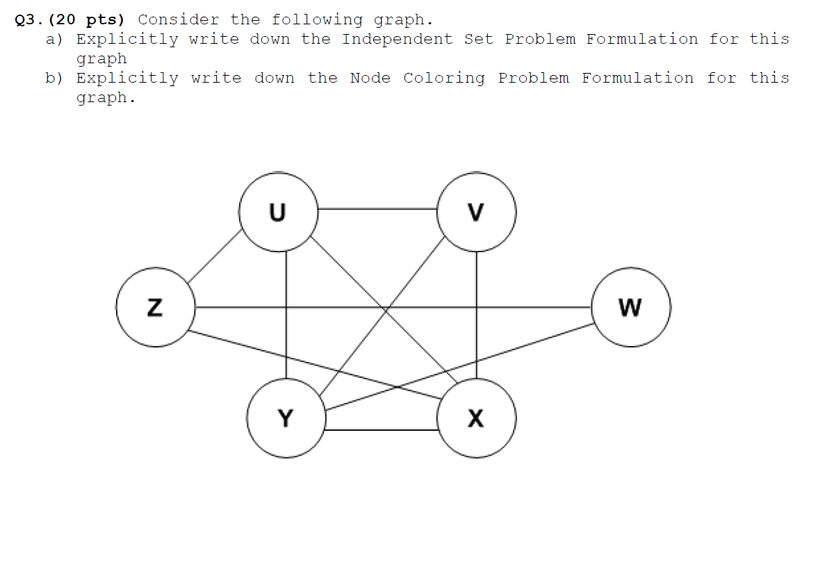 Solved Q3. (20 pts) Consider the following graph. a) | Chegg.com