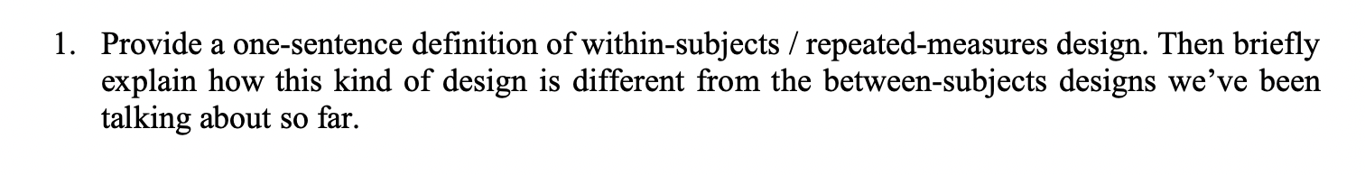 Solved 1. Provide a one-sentence definition of | Chegg.com