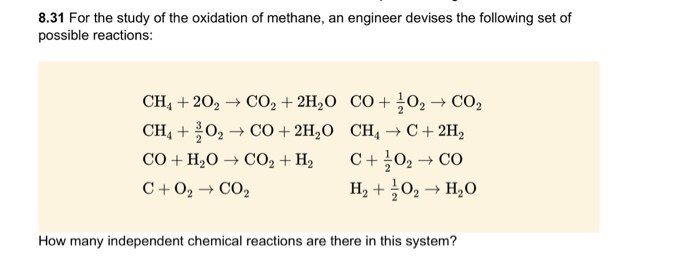 Solved 8.31 For The Study Of The Oxidation Of Methane, An 