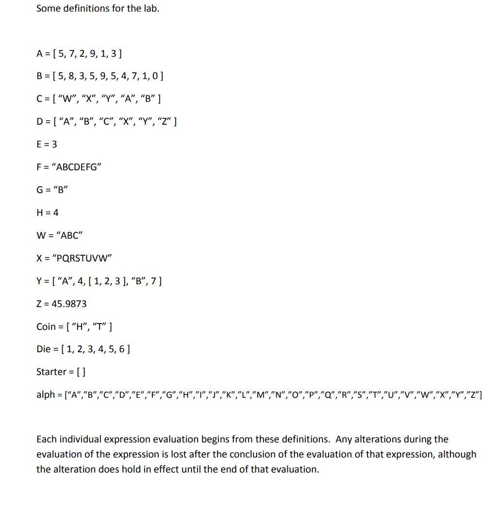 Some Definitions For The Lab A 5 7 2 9 1 3 B Chegg Com