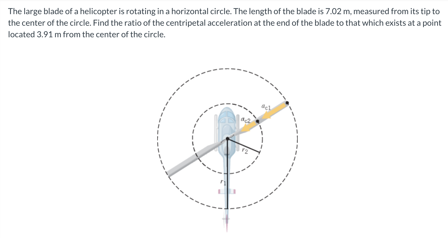 Solved The large blade of a helicopter is rotating in a | Chegg.com