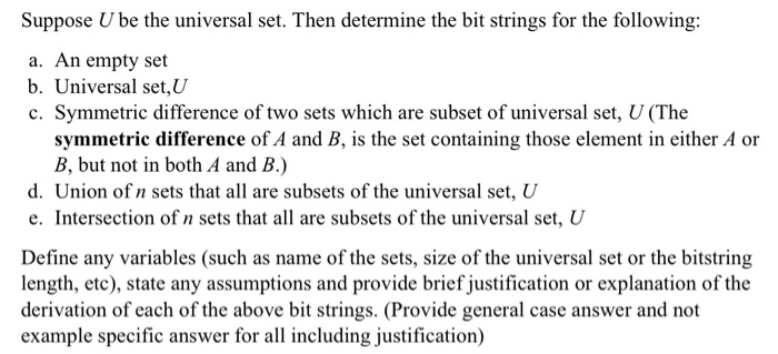 Solved Suppose U Be The Universal Set. Then Determine The | Chegg.com