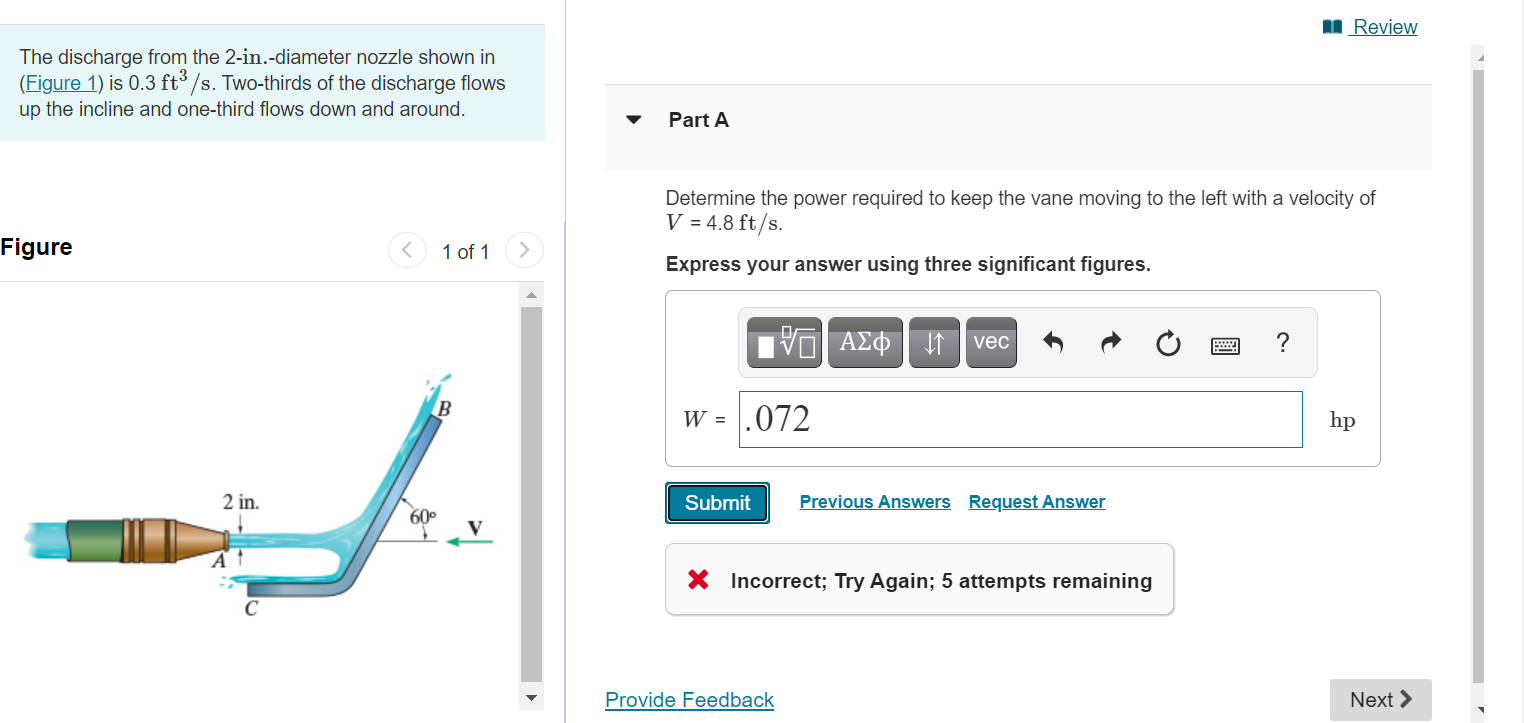 Solved A Review The Discharge From The 2-in.-diameter Nozzle 