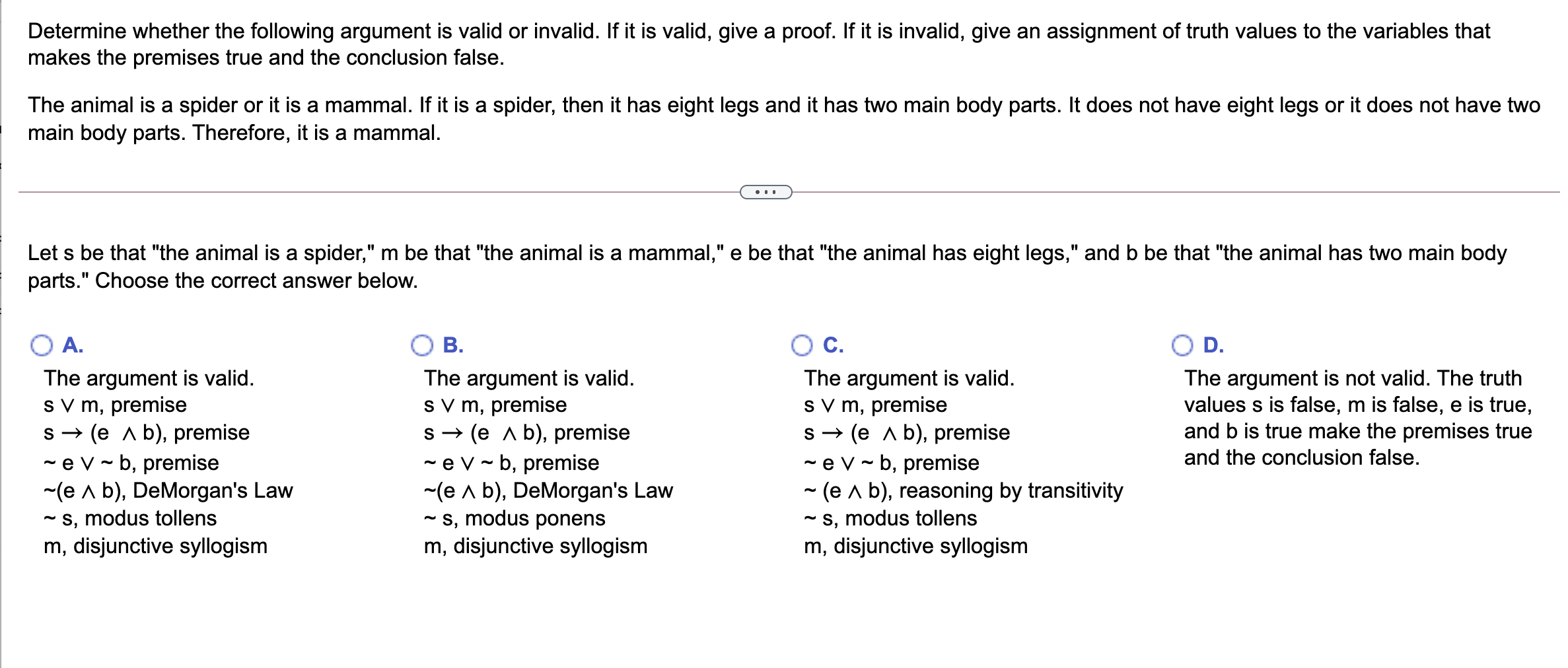Solved Determine whether the following argument is valid or | Chegg.com