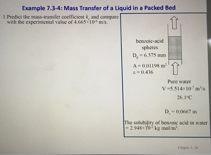 Solved Example 7.3-4: Mass Transfer of a Liquid in a Packed | Chegg.com