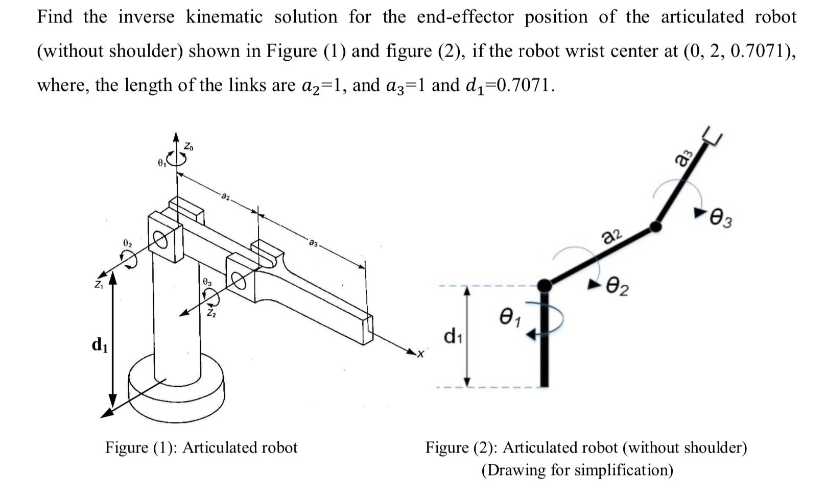 Solved Find the inverse kinematic solution for the | Chegg.com