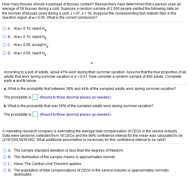 Solved How many tissues should a package of tissues contain?