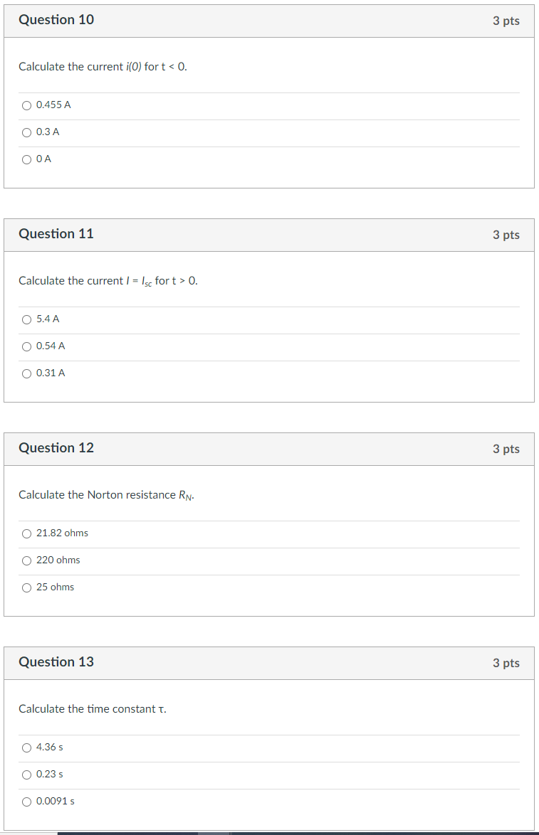 Solved Questions 10 to 14 (15 points) Circuit shown in the | Chegg.com