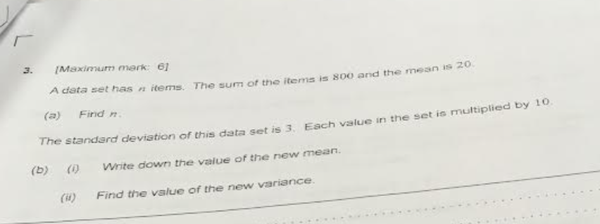 tekst Ellendig liefde Solved Maximum merk: 6] A data set has n items. The sum of | Chegg.com