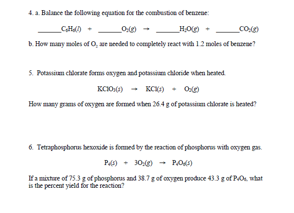 Solved 4. a. Balance the following equation for the | Chegg.com