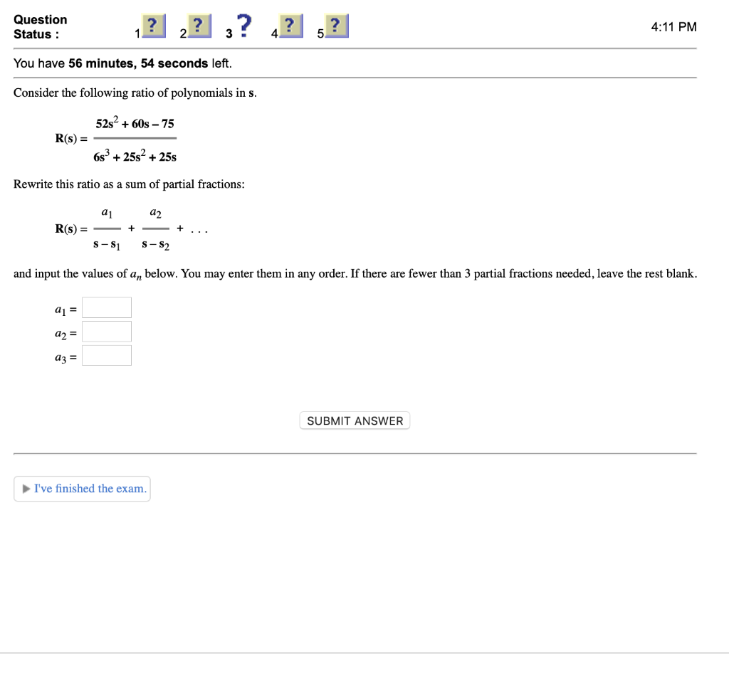 Solved Question Status 4:11 PM You have 56 minutes, 4 | Chegg.com