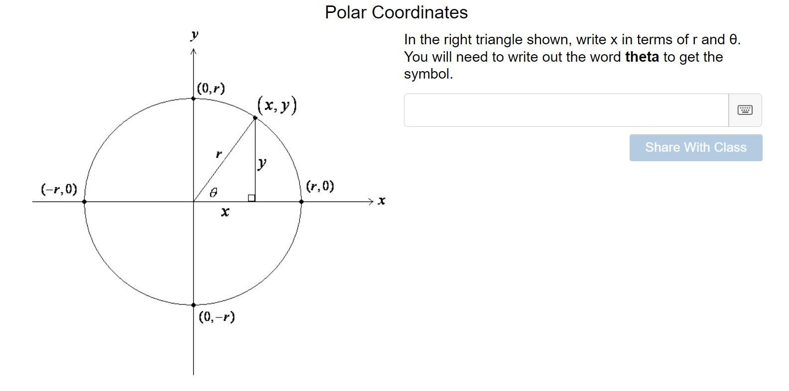Solved In the right triangle shown, write x in terms of r | Chegg.com