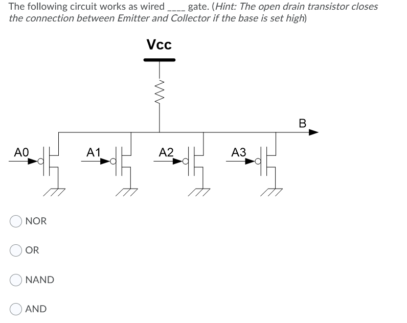 Solved The following circuit works as wired ---- gate. | Chegg.com