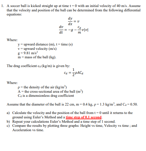 1 A Soccer Ball Is Kicked Straight Up At Time T 0 Chegg Com
