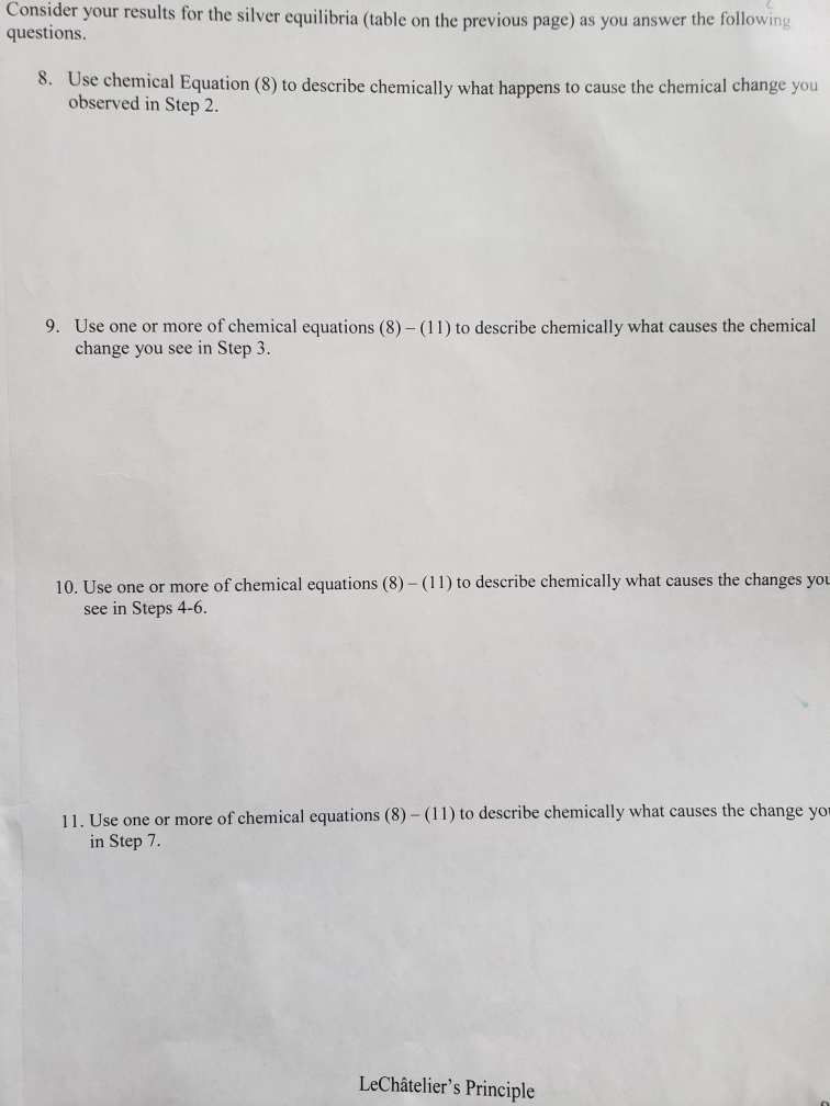 Consider Your Results For The Silver Equilibria T Chegg Com