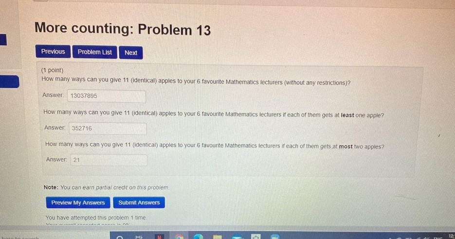 Solved More counting: Problem 13 Previous Problem List Next | Chegg.com