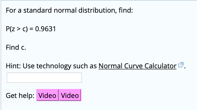 Solved For a standard normal distribution find P z c Chegg