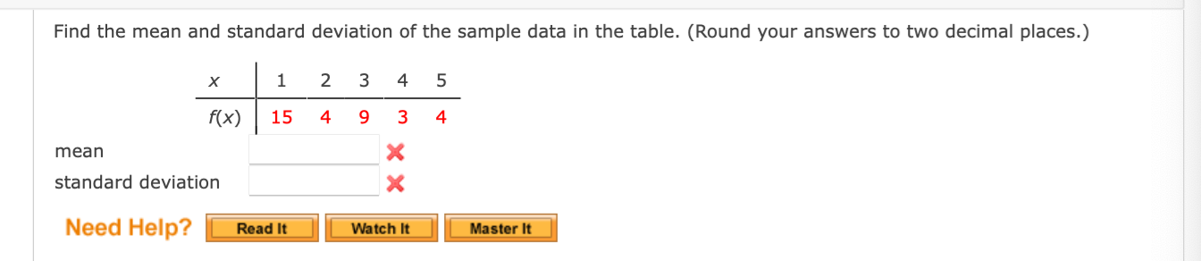 Solved Find the mean and standard deviation of the sample | Chegg.com