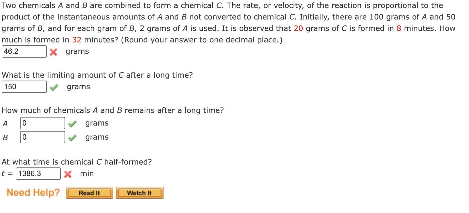 Solved Two Chemicals A And B Are Combined To Form A Chemical | Chegg.com