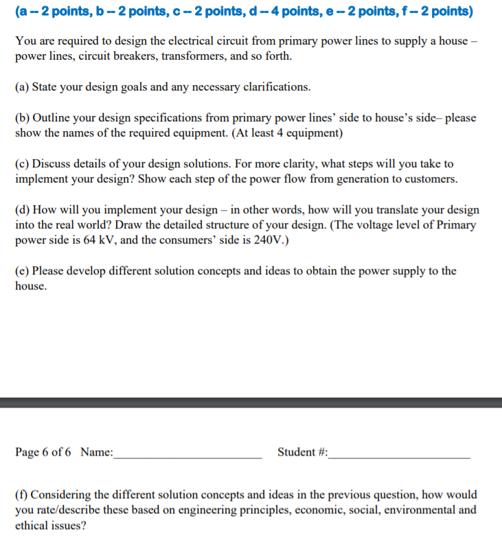 Solved (a - 2 points, b -- 2 points, C-2 points, d -- 4 | Chegg.com