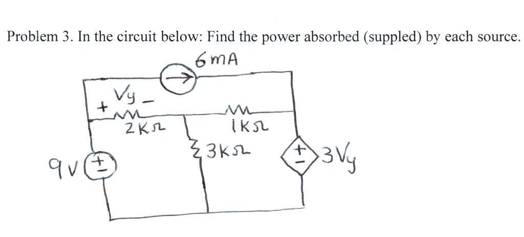 Solved Problem 3. In the circuit below: Find the power | Chegg.com