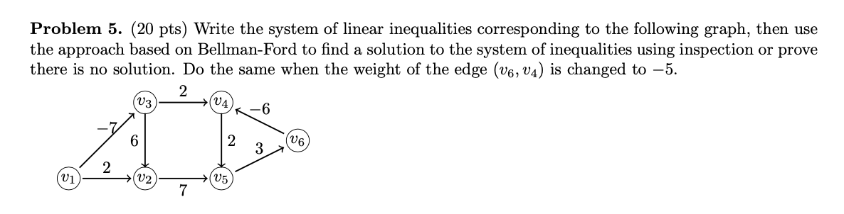 Solved Problem 5. (20 pts) Write the system of linear | Chegg.com