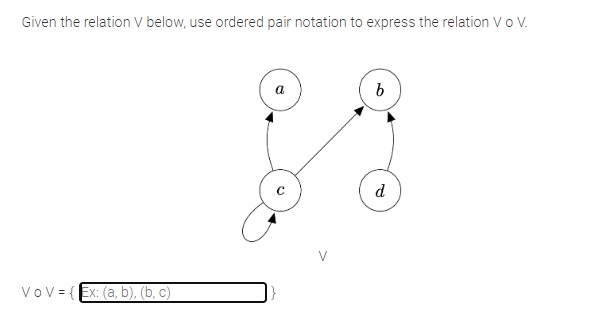 Solved Given the relation V below, use ordered pair notation | Chegg.com