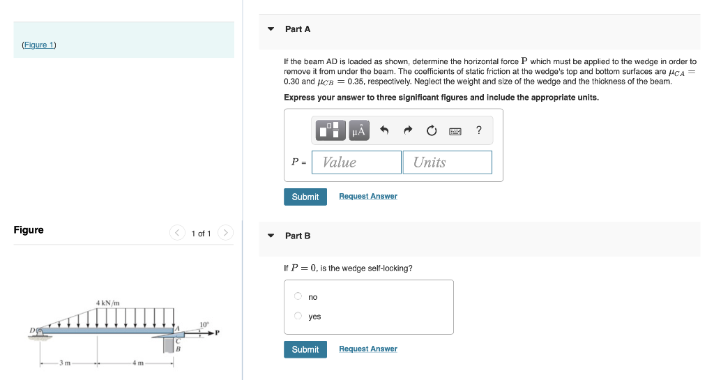 Solved Part A (Figure 1) If the beam AD is loaded as shown, | Chegg.com