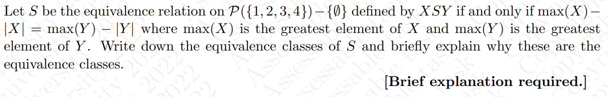 Solved Let S Be The Equivalence Relation On P({1,2,3,4})−{∅} | Chegg.com