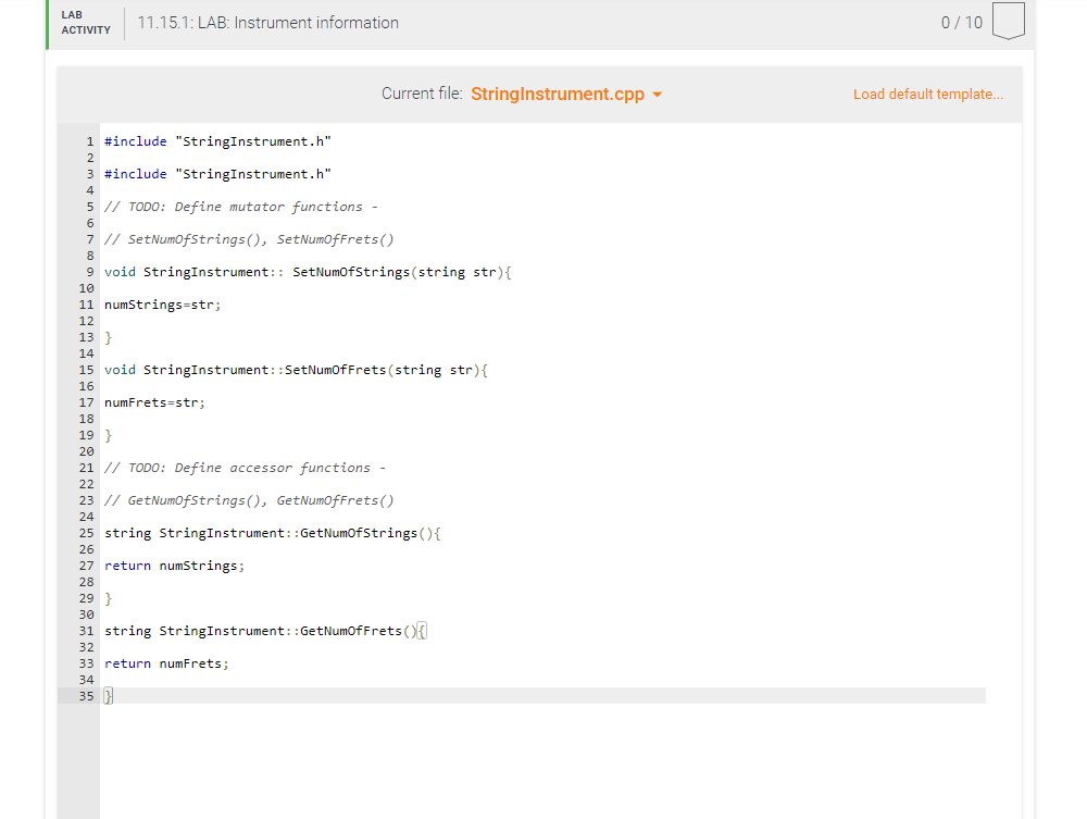 Solved Given main() and the Instrument class, define a
