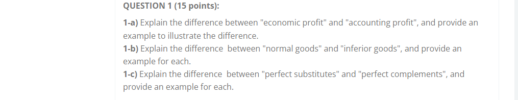 Solved QUESTION 1 (15 points): 1-a) Explain the difference | Chegg.com