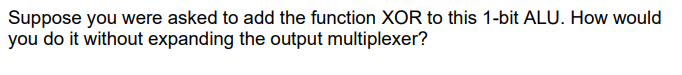 Solved Suppose you were asked to add the function XOR to | Chegg.com