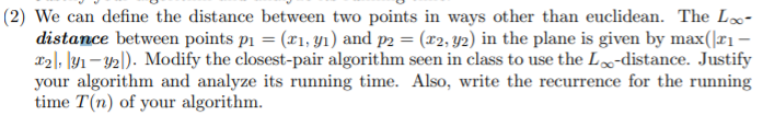 (2) We can define the distance between two points in | Chegg.com