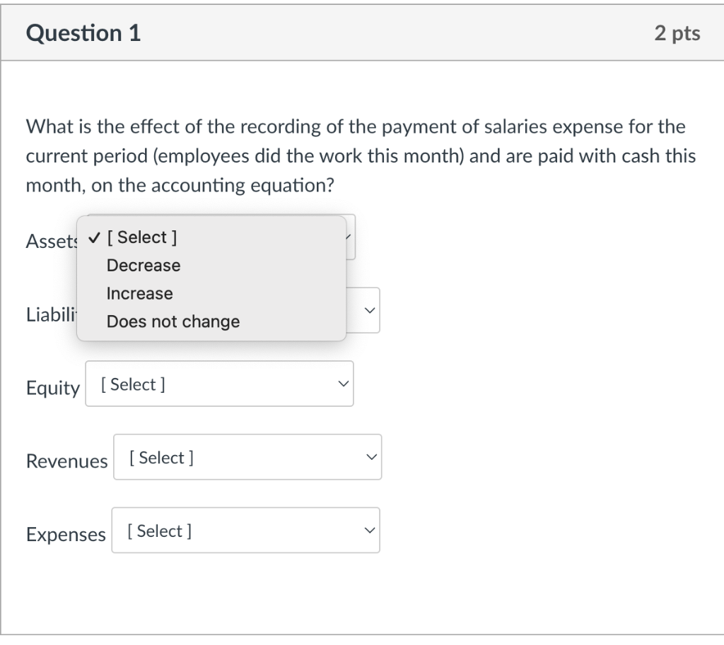 Solved What is the effect of the recording of the payment of | Chegg.com