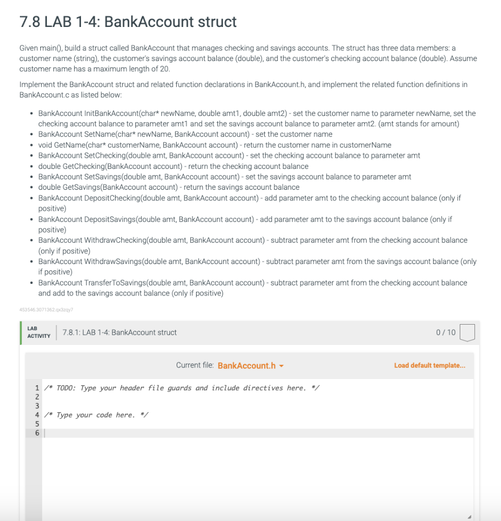 Solved Given Main0, Build A Struct Called BankAccount That | Chegg.com
