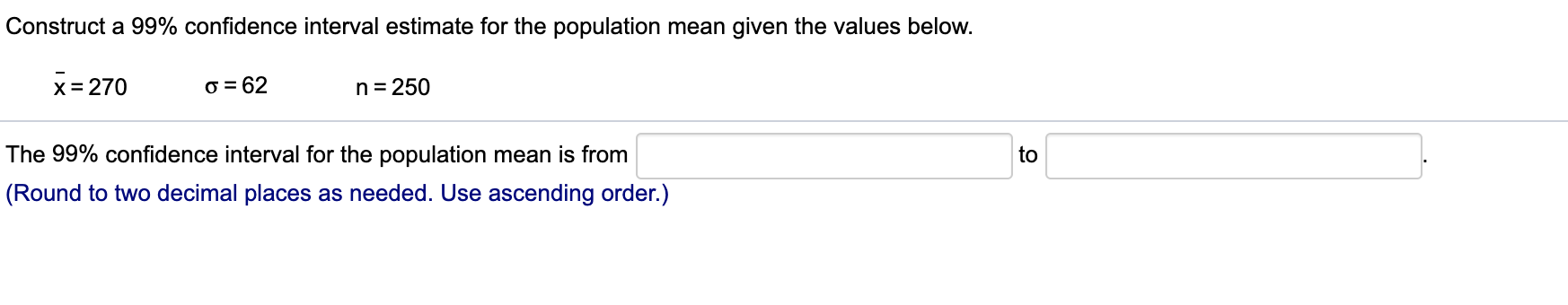 Solved Construct a 99% confidence interval estimate for the | Chegg.com