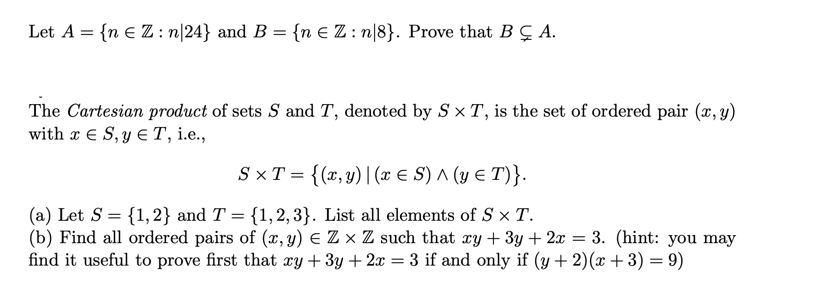 Let A N E Z N 24 And B N Z N 8 Prove Chegg Com